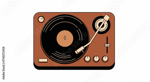 Vintage Record Player Design, A Classic Retro Musical Experience Illustration