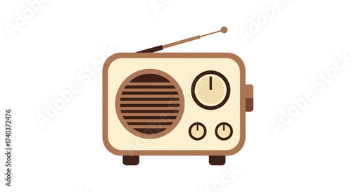 Vintage Radio Receiver Illustration with Classic Design and Antenna