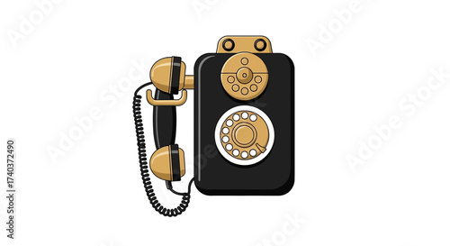 Vintage rotary telephone illustration with retro design and classic style