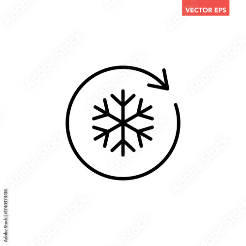 Black freezer control line icon, auto cooling or defrost, conditioning car or house flat design vector pictogram vector for app web website button ui ux interface elements isolated on white background