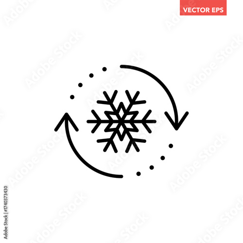 Black freezer control line icon, auto cooling or defrost, conditioning car or house flat design vector pictogram vector for app web website button ui ux interface elements isolated on white background