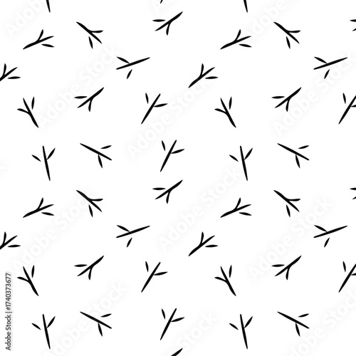 Seamless pattern with black pigeon footprint on transparent background