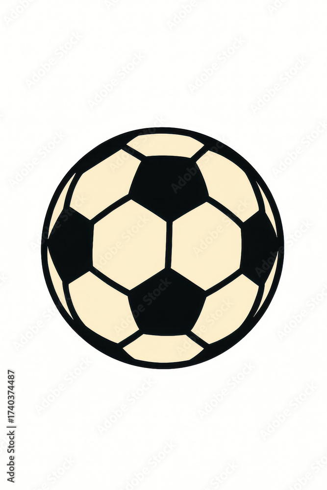 Fototapeta premium Classic black and white soccer ball isolated on white background with clean shadow for sports equipment branding football training graphic team tournament poster and youth league promotion