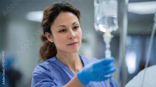 Medical nurse in hospital setting adjusting IV fluid for sick patient medical nurse hospital, adjusting IV fluid, sick patient care, healthcare worker role, medical treatment proce Free Download Medical nurse in hospital setting adjusting IV fluid for sick patient medical nurse hospital, adjusting IV fluid, sick patient care, healthcare worker role, medical treatment proce - GFXLoad
