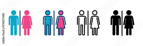 Toilet icon vector isolated on white background. Toilet sign. Man and woman restroom sign vector. Male and female icon