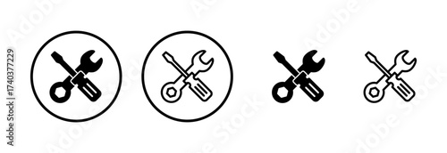 Tools icon logo design. tool sign and symbol. setting icon. Wrench and screwdriver. Service, repair