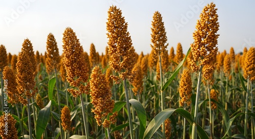 Sorghum Field: Golden Grain Crop at Harvest