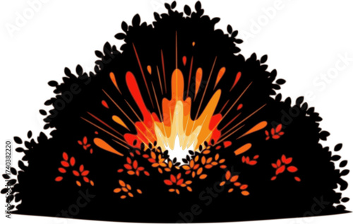 Black Vector Silhouette: Burning Bush (Divine Presence)	