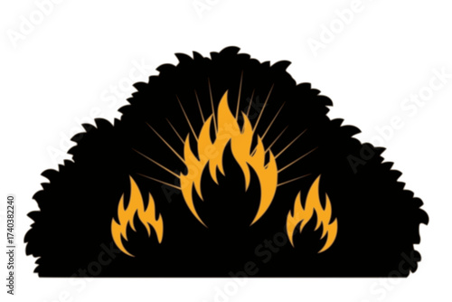 Black Vector Silhouette: Burning Bush (Divine Presence)	