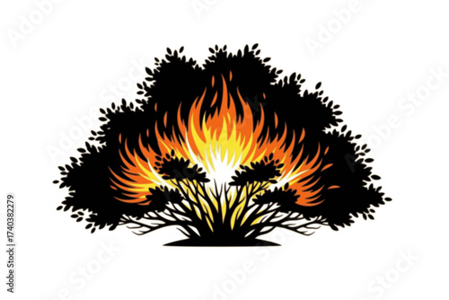 Black Vector Silhouette: Burning Bush (Divine Presence)	