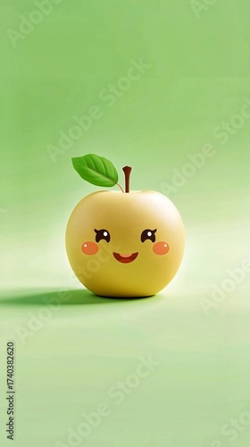 Vibrant 3D Happy Apple Character Wallpaper