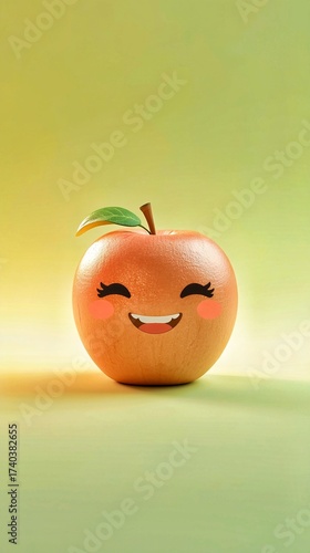 Cheerful Yellow Apple Emoji on Pastel Green Background