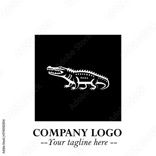 Black and White Crocodile Logo in Minimalist Modern Vector Design for Branding and Creative Identity