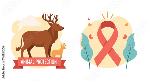 World Animal Welfare day. Wild Life Protection. Protect animal habitat. Ecological awareness. Take responsibility.