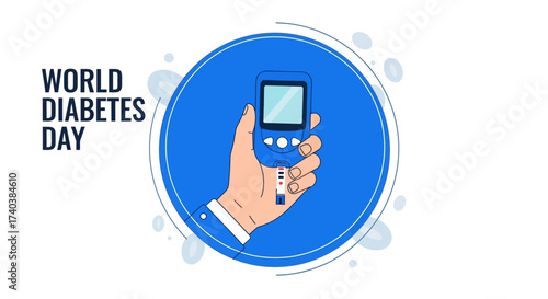 World Diabetes Day illustration (blue circle + glucose test)