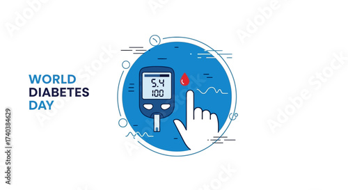 World Diabetes Day illustration (blue circle + glucose test)