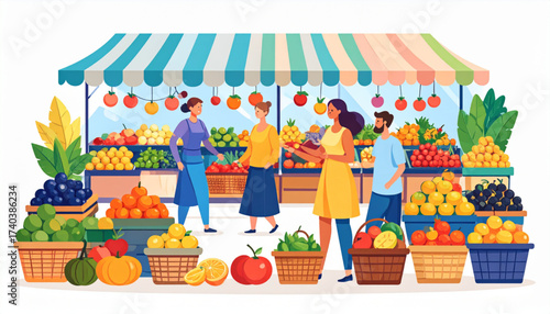 Summer Fruit Market Scene