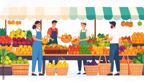 Summer Fruit Market Scene