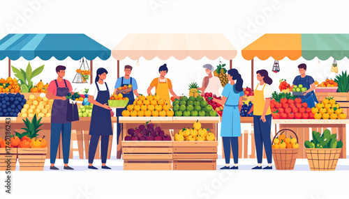 Summer Fruit Market Scene