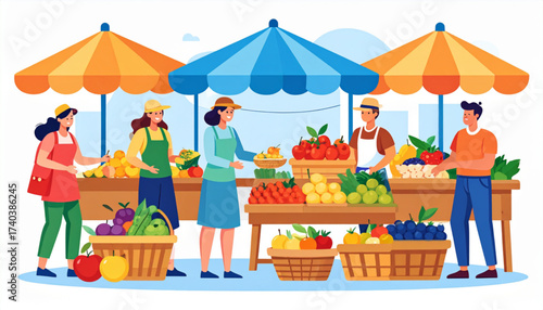 Summer Fruit Market Scene