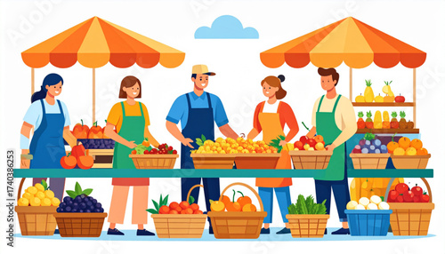 Summer Fruit Market Scene