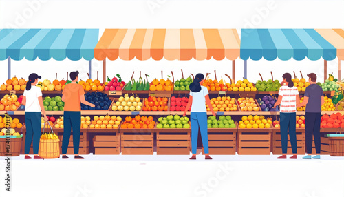 Summer Fruit Market Scene