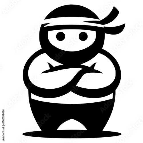 Fat ninja design silhouette