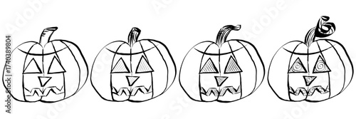 Halloween Jack O'Lanterns in Black and White Vectors