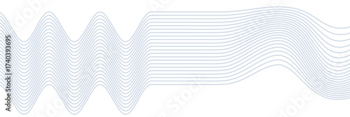 Abstract background with waves for banner. Web banner size. Vector background with lines. Element for design isolated on white. Blue. Water, ocean