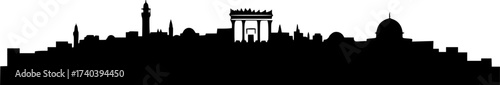 Black Vector Silhouette: Jerusalem Skyline or Temple Facade	