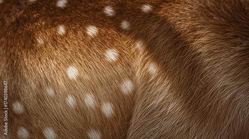 Detailed texture of spotted deer fawn fur close up macro