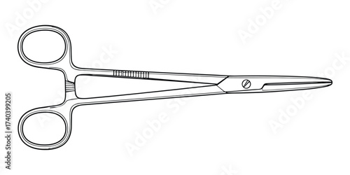 Detailed Surgical Instrument: Illustration of a Needle Holder on a White Backdrop