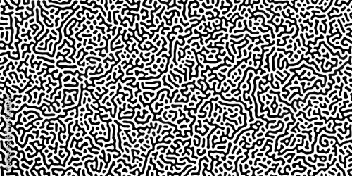 Abstract truing organic wallpaper Turing reaction diffusion monochrome seamless pattern .Monochrome Turing reaction background .Natural seamless line pattern. Linear design with biological shapes