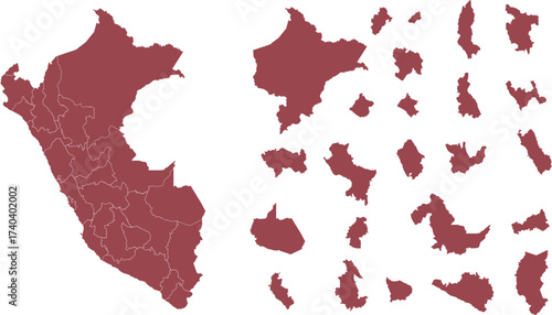 Map of Peru, with its territorial divisions