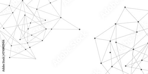 Technology abstract white digital background of connected dot with black line .many squares and rectangle shapes .Internet connection network high digital technology with connecting points and