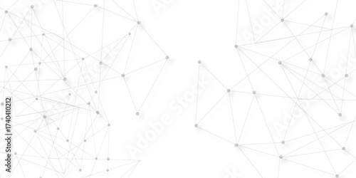 Technology abstract white digital background of connected dot with black line .many squares and rectangle shapes .Internet connection network high digital technology with connecting points and