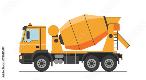 Yellow Concrete Mixer Truck Illustration Construction Vehicle.