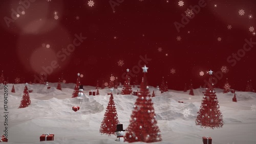 red christmas background with snow