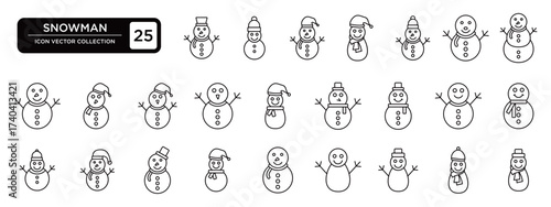 Snowman collection, editable and resizable vector icon templates.