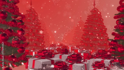 christmas tree with red background