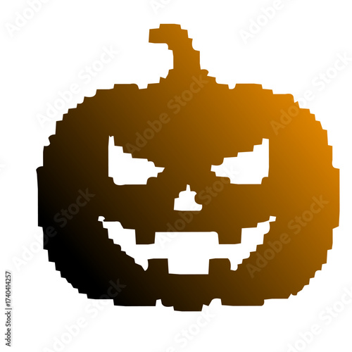 Pumpkin Halloween Pixel Silhouette Vector