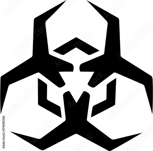 Biohazard symbol representing danger and warning of hazardous materials or conditions