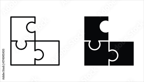 puzzle icon set. editable icons, can be used in logo, UI and web design, Flat illustration of vector icon on white background.