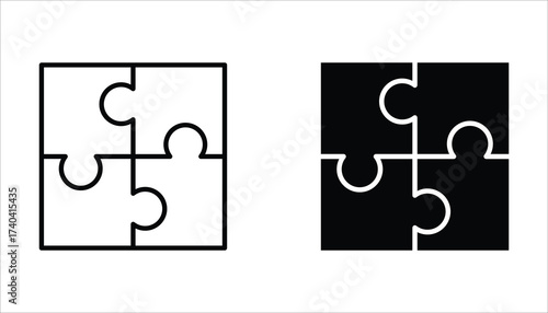 puzzle icon set. editable icons, can be used in logo, UI and web design, Flat illustration of vector icon on white background.