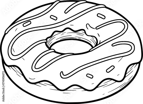 A donut with glaze coloring page concept

