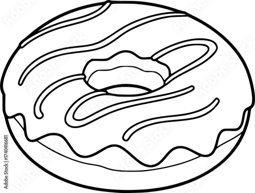 A donut with glaze coloring page concept
