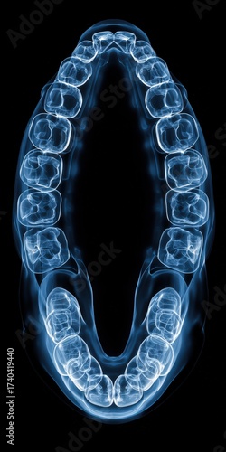 Detailed digital dental X-ray image showcasing human teeth and oral cavity anatomy with advanced imaging technology for accurate diagnosis and dental care