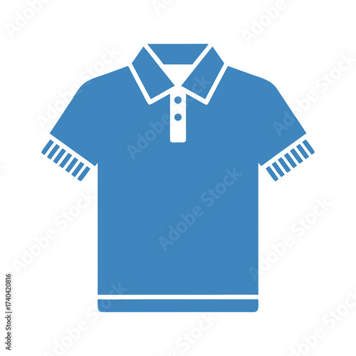 blue polo shirt with short sleeves and collar