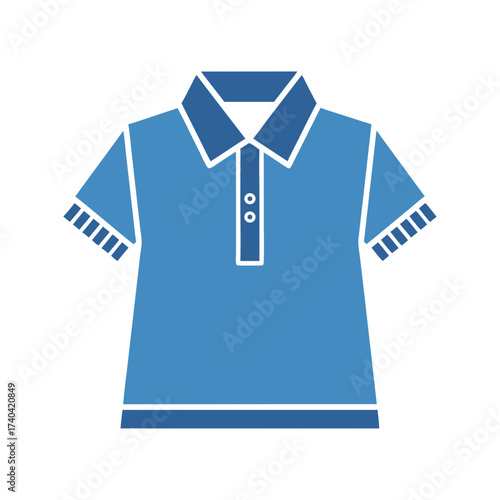 blue polo shirt with collar and short sleeves