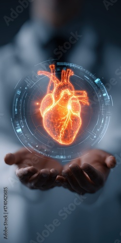 Advanced digital technology visualizing human heart anatomy with innovative cardiovascular diagnostics, modern medical equipment, and healthcare solutions for improved patient care